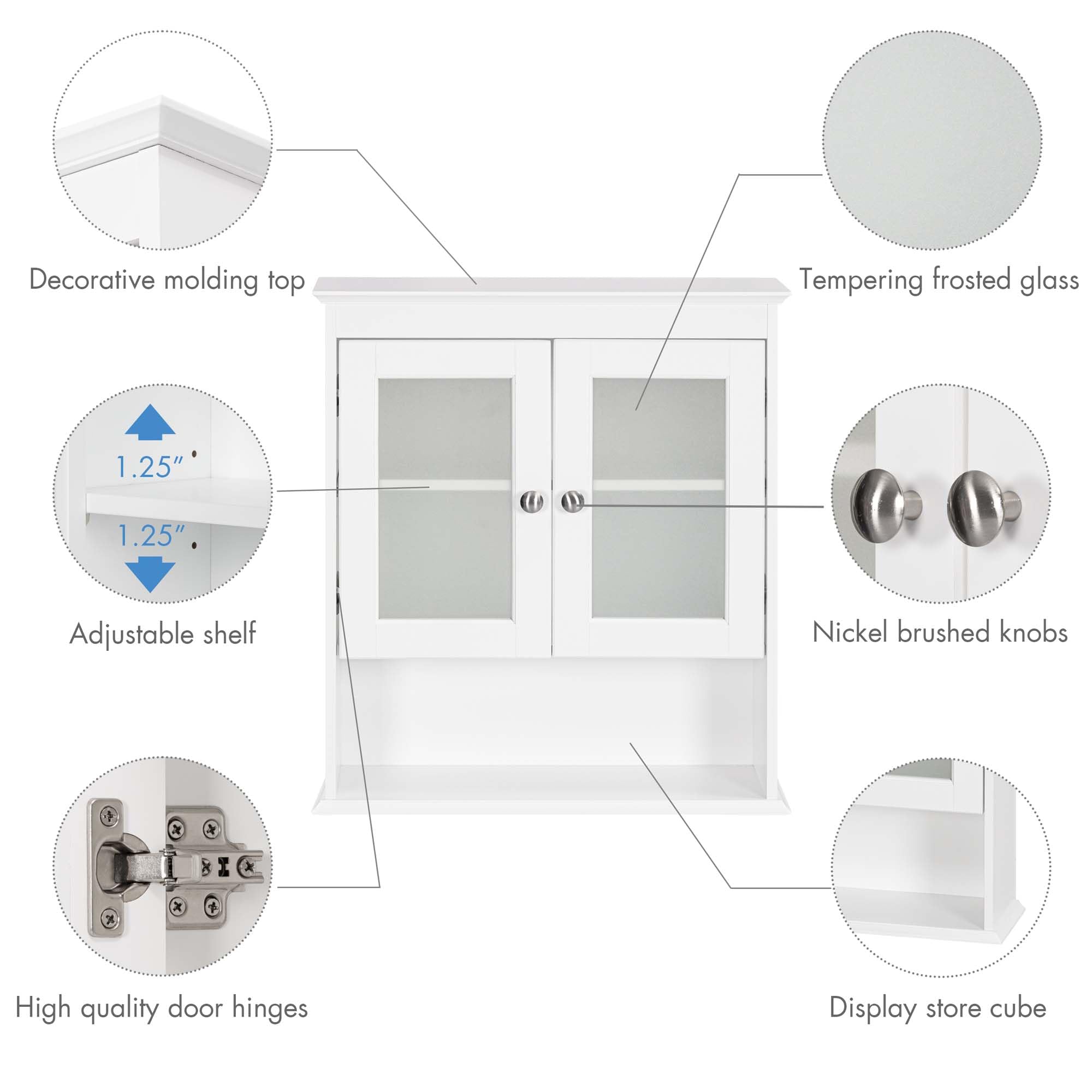 Spirich cabinet with silver knobs for a polished, timeless accent.