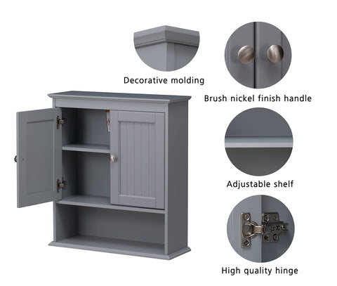 Spirich brushed nickel knobs detail on gray cabinet for a refined look.