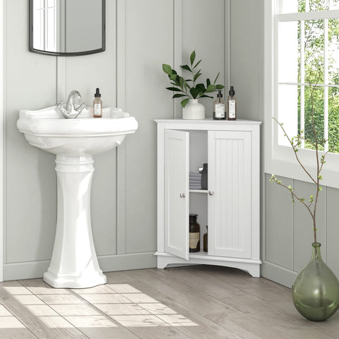 Spirich floor corner cabinet adjustable shelf adapts to items of different heights
