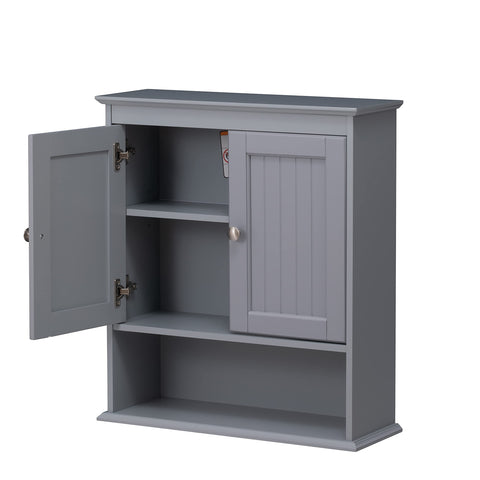 Spirich FSC-certified wood cabinet in gray supports sustainable design.