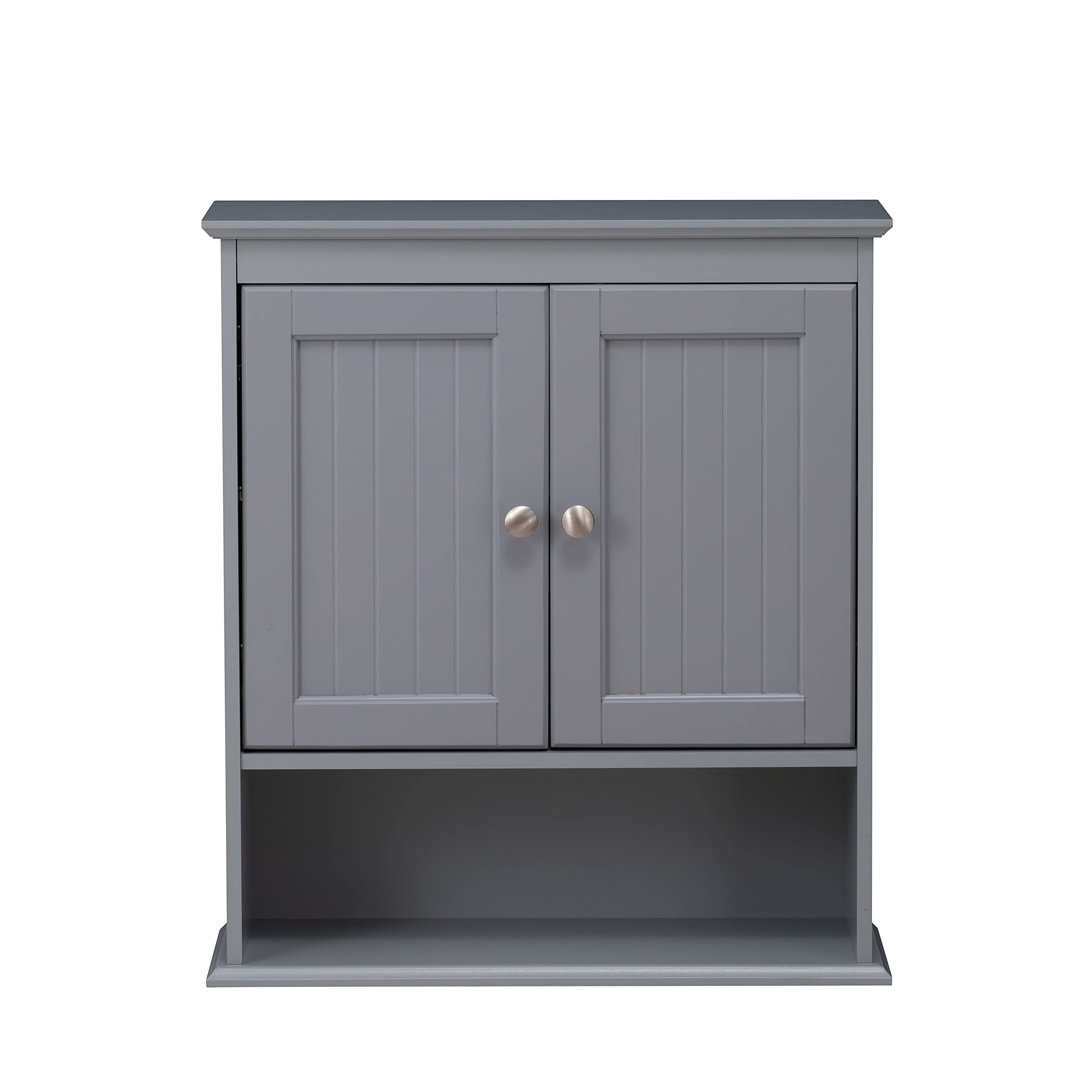 Spirich open bottom shelf provides quick access for daily essentials in gray.