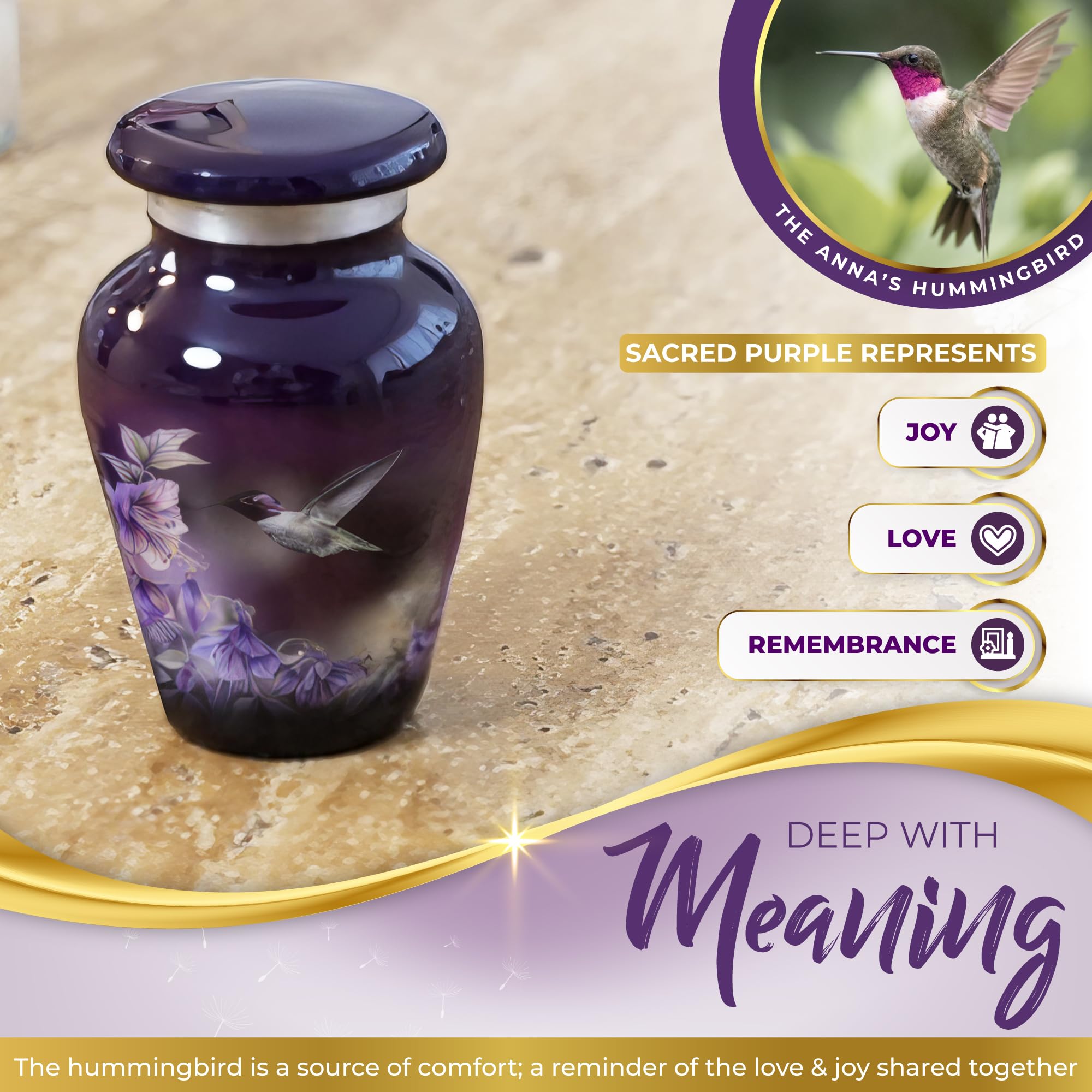 Spiritwind hummingbird urn inside box, ideal for gifting a heartfelt memorial