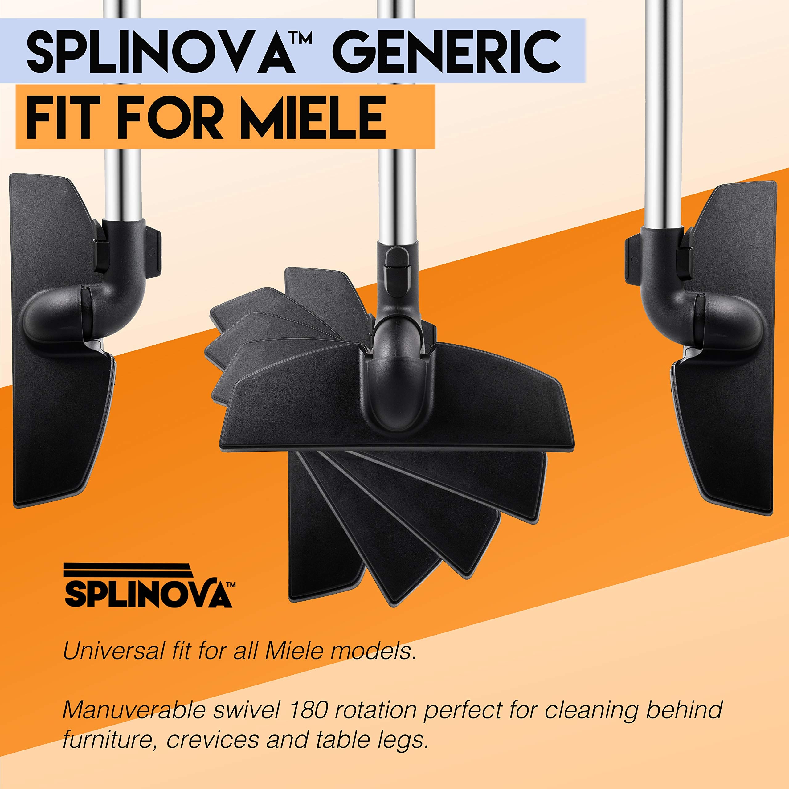 Splinova Miele parquet brush swivel pivot enables easy cleaning around furniture.