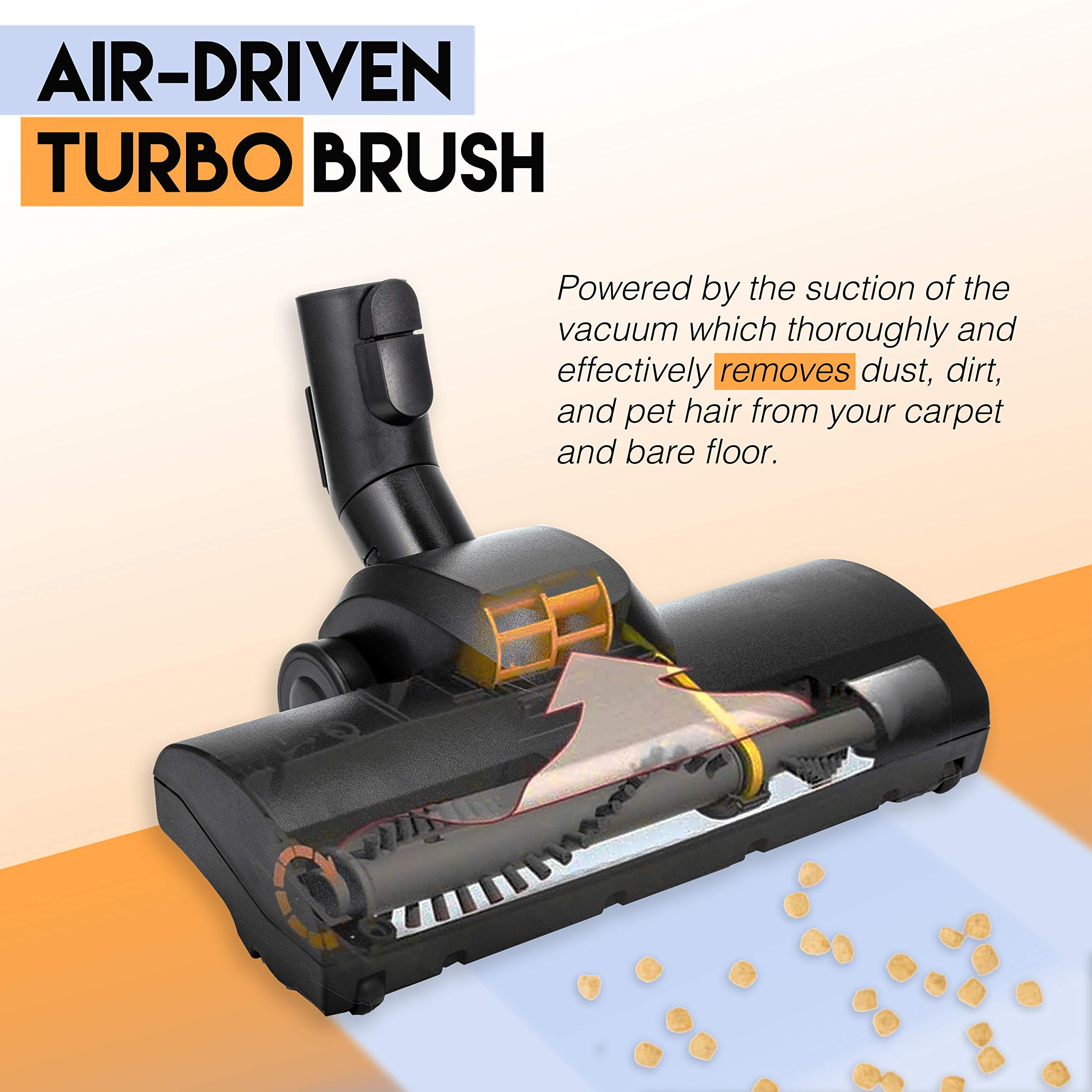 Splinova Miele Turbo brush on stairs showing easy maneuverability.