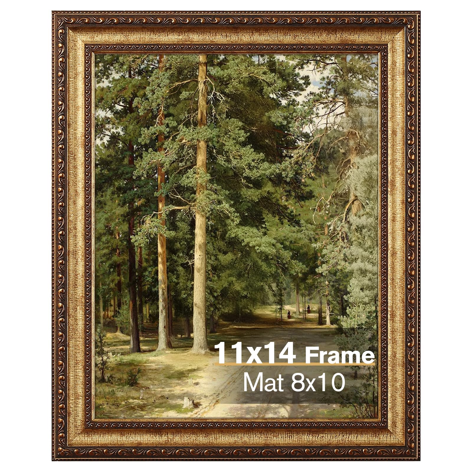 Splinterix 11x14 gold frame front view with ornate vintage detailing for wall display