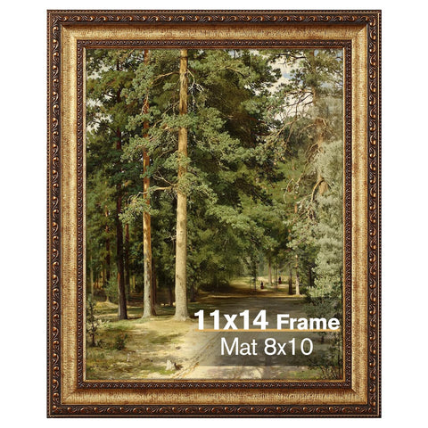 Splinterix 11x14 gold frame front view with ornate vintage detailing for wall display
