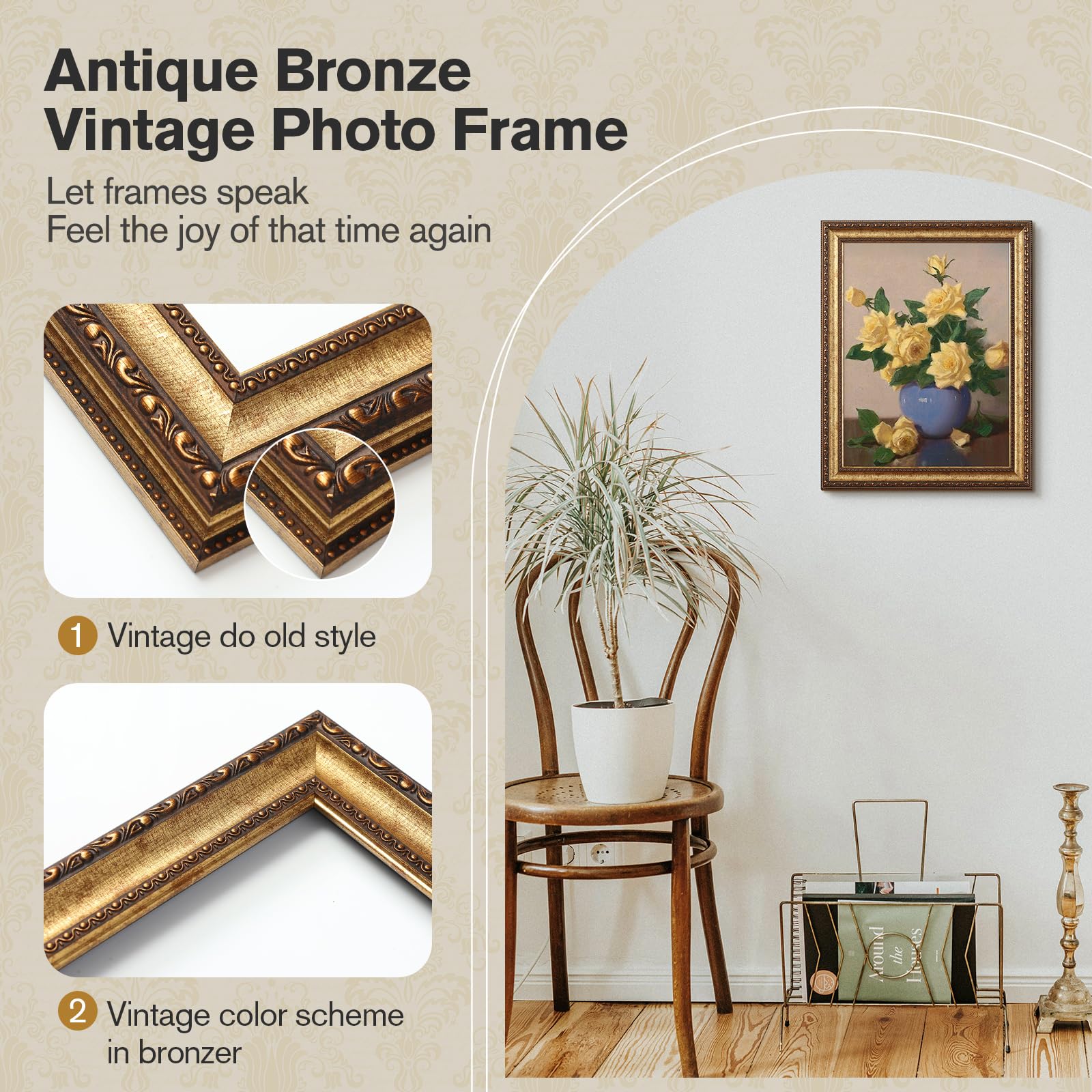 Splinterix 12x16 gold frame mat-open view showing fit for 8.5x11 prints.