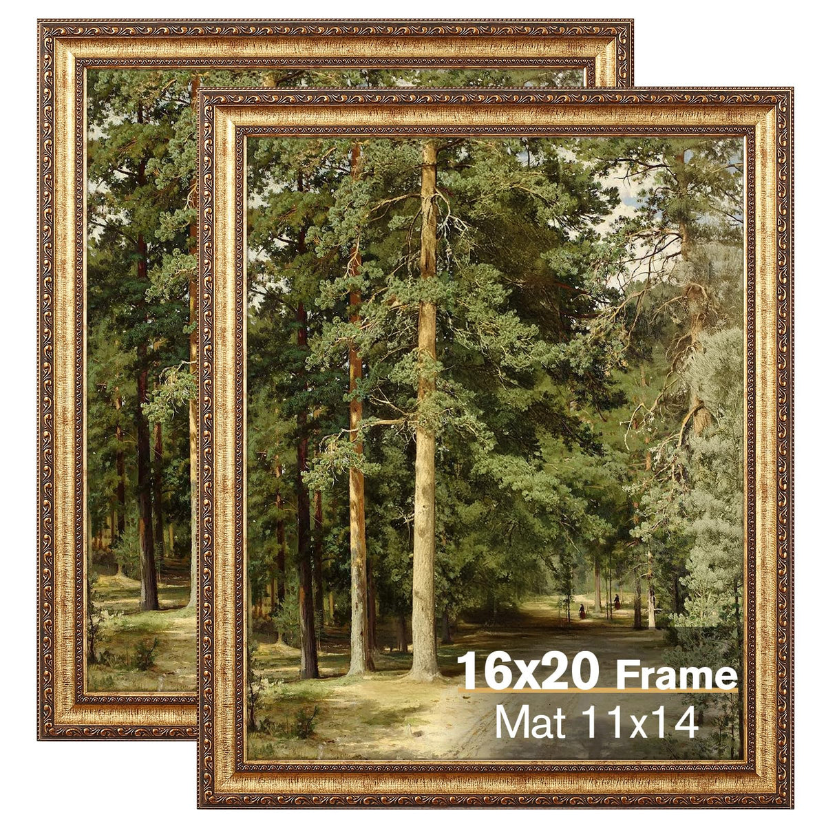 Splinterix 16x20 gold frame for wall or tabletop display.