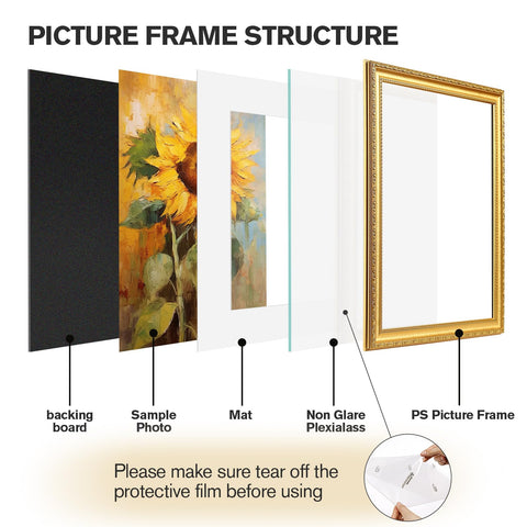 Splinterix 16x20 gold frame with mat for 11x14 photo display.