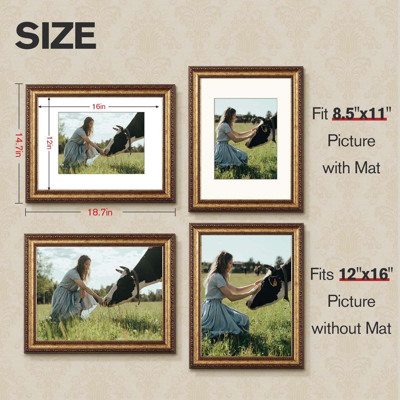 Splinterix gold frame with vintage bronze texture adds character to photos.