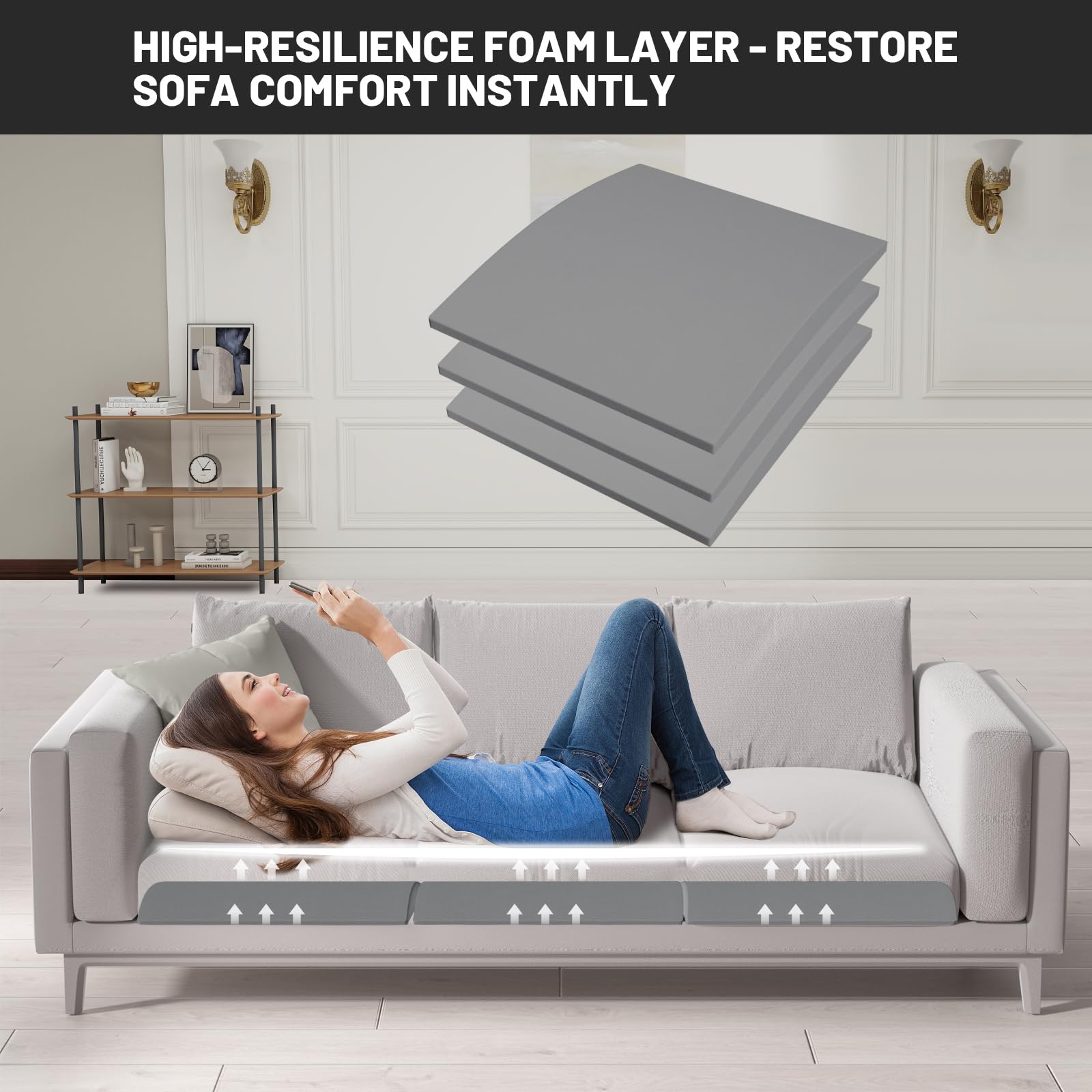 Spongiduits high-density foam core delivers durable, long-lasting cushion support.