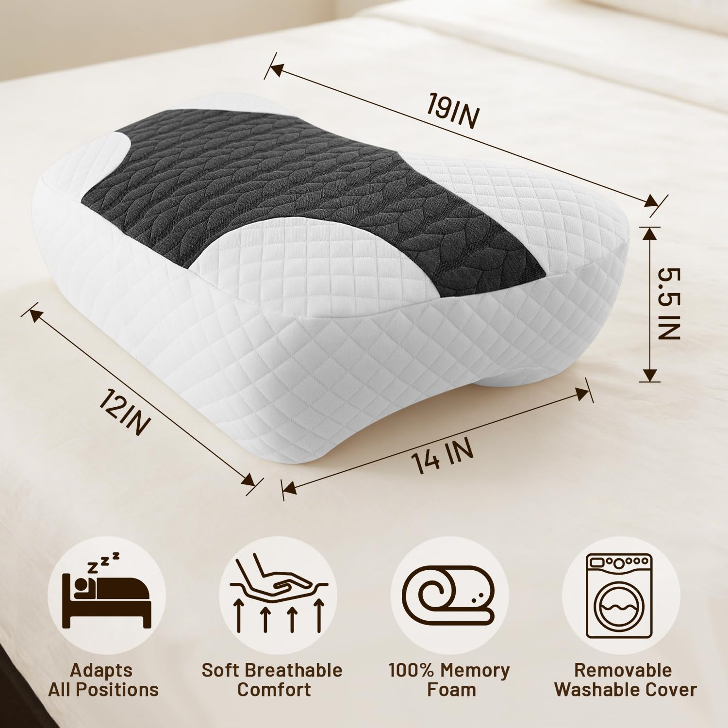 Spongiduits memory foam core maintains neck support in any position