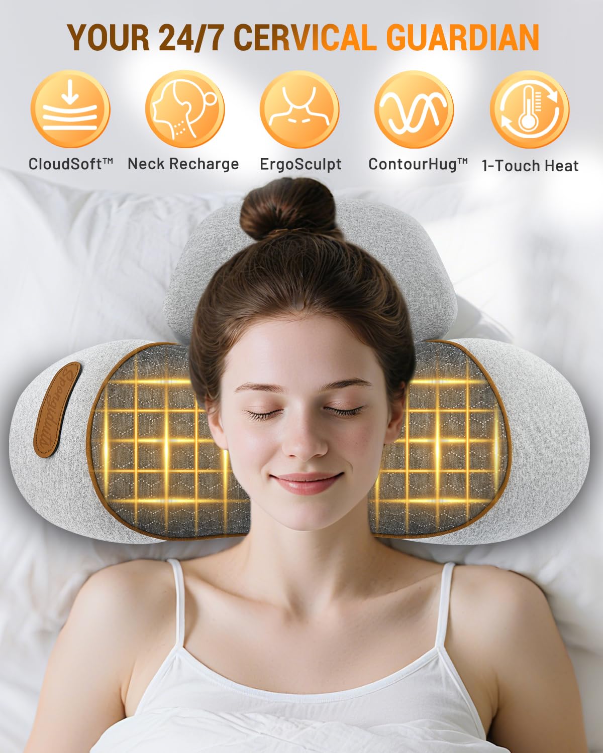 Spongiduits neck massager pillow heat-therapy mode provides soothing warmth