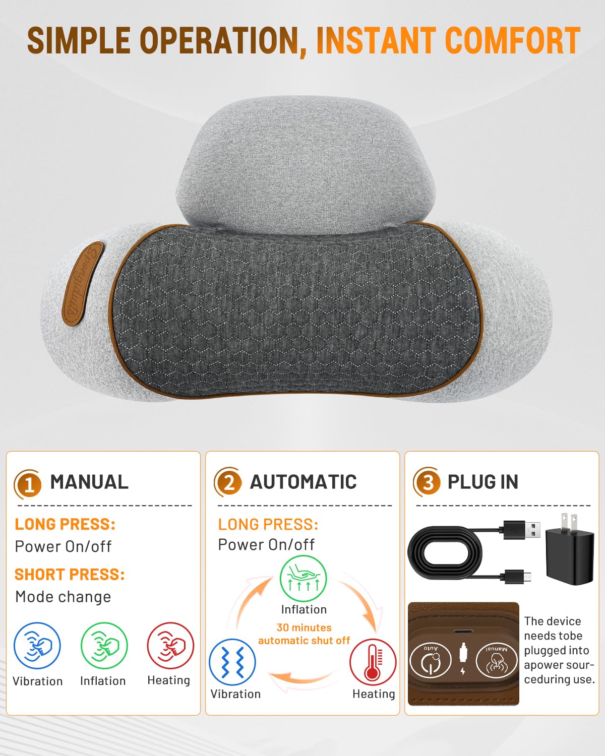 Spongiduits neck massager pillow USB-powered operation for easy use