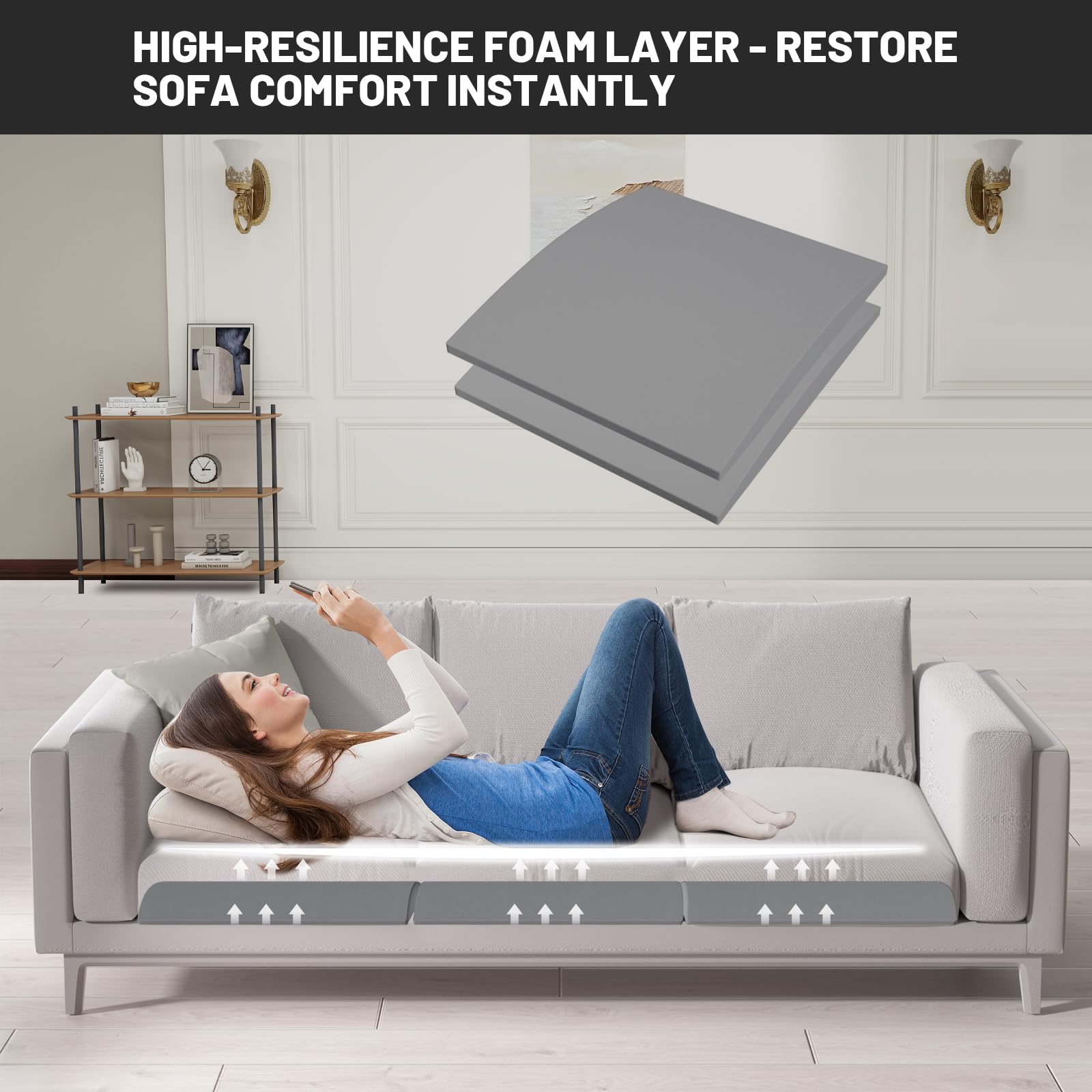 Spongiduits under-cushion reinforcement keeping cushions in place