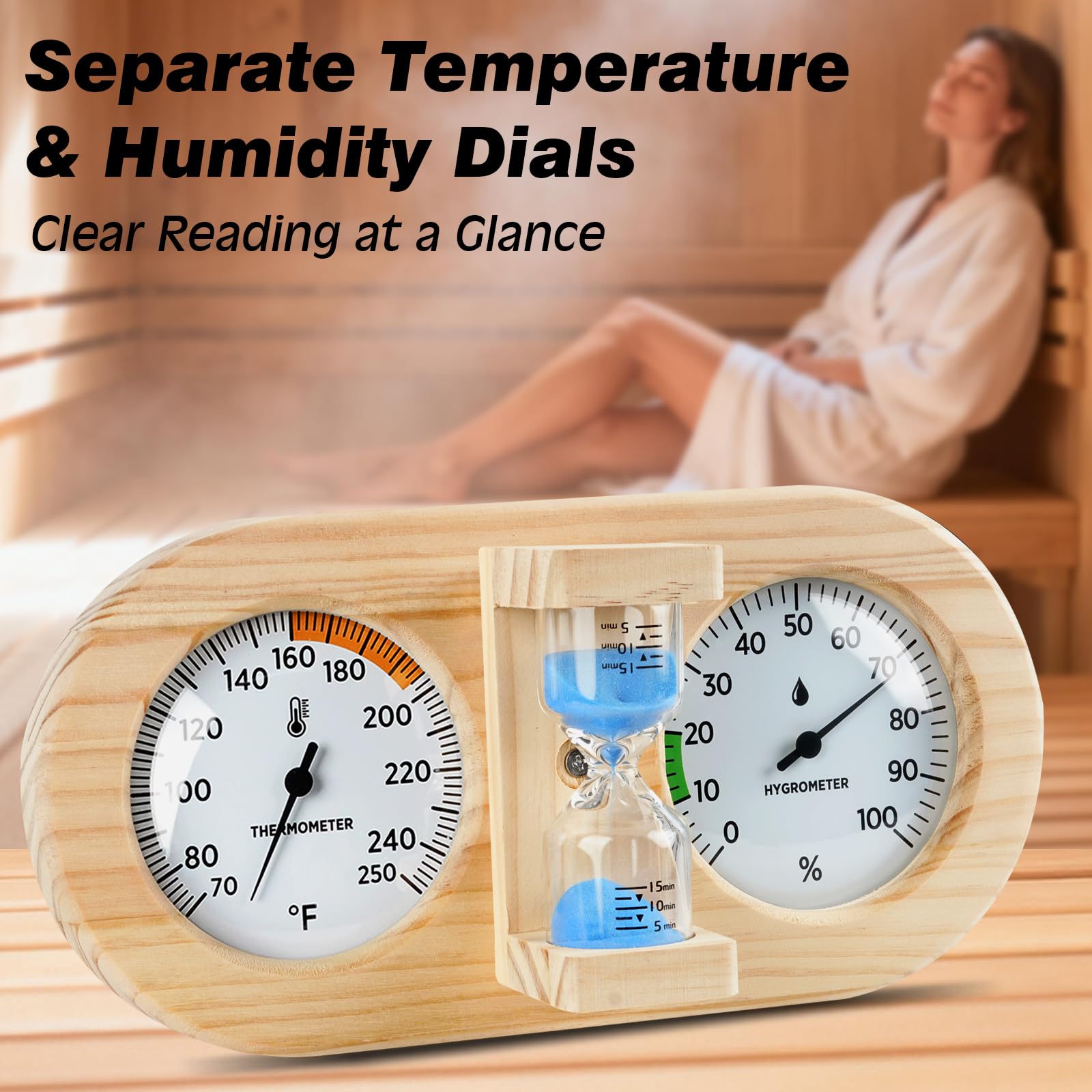 SPOROLWE blue-sand-timer 15min helps manage sauna sessions.