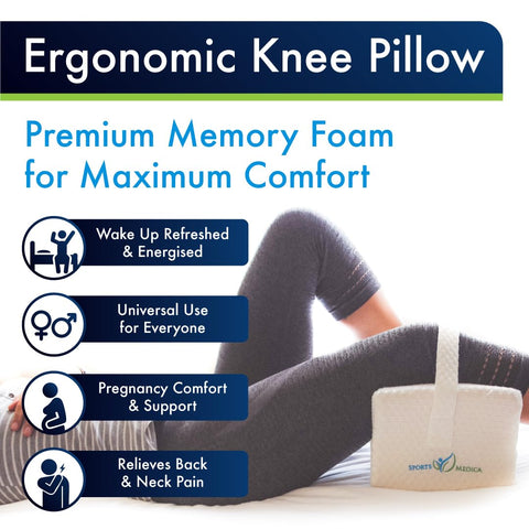 Sports Medica memory foam knee pillow core provides stable knee support.