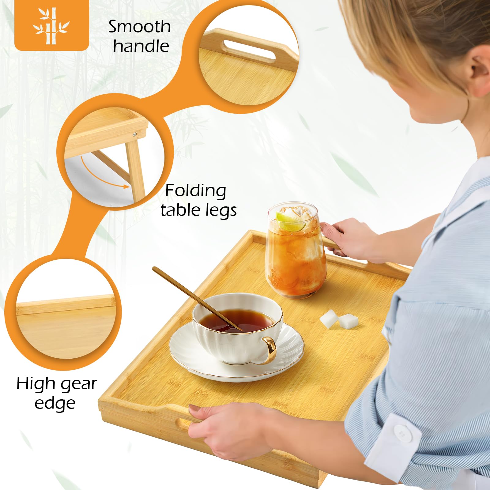 SPOPSOOD bed tray with handles for safe, easy transport between rooms.