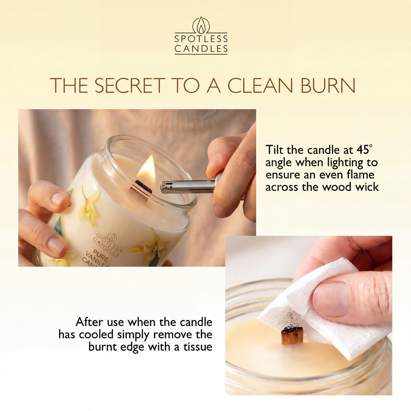 Spotless Leopard Vanilla Candle burn time 80-85 hours.