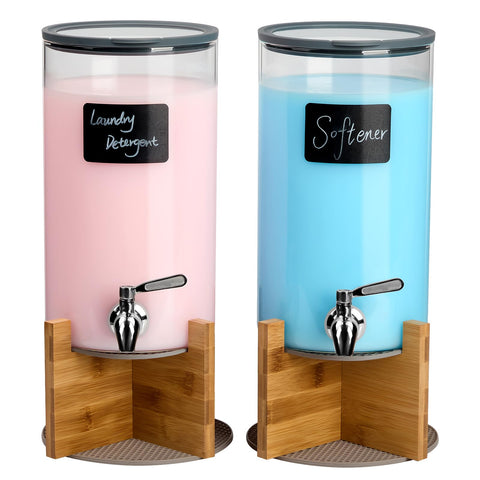 Spreccio glass detergent dispenser with 1.1-gallon capacity for fewer refills.