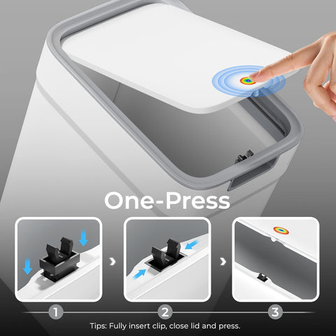 Spreezy slim design trash can fits narrow spaces for discreet storage
