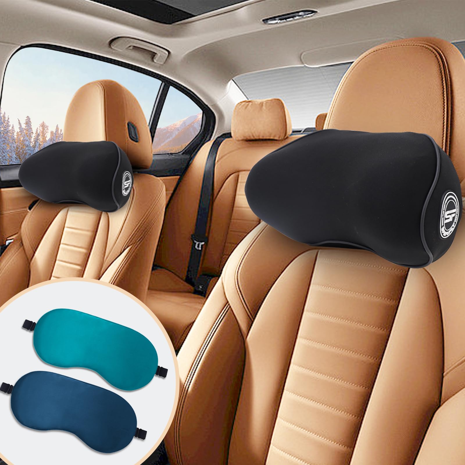 SprfuFly car headrest pillow memory foam for neck support on long drives