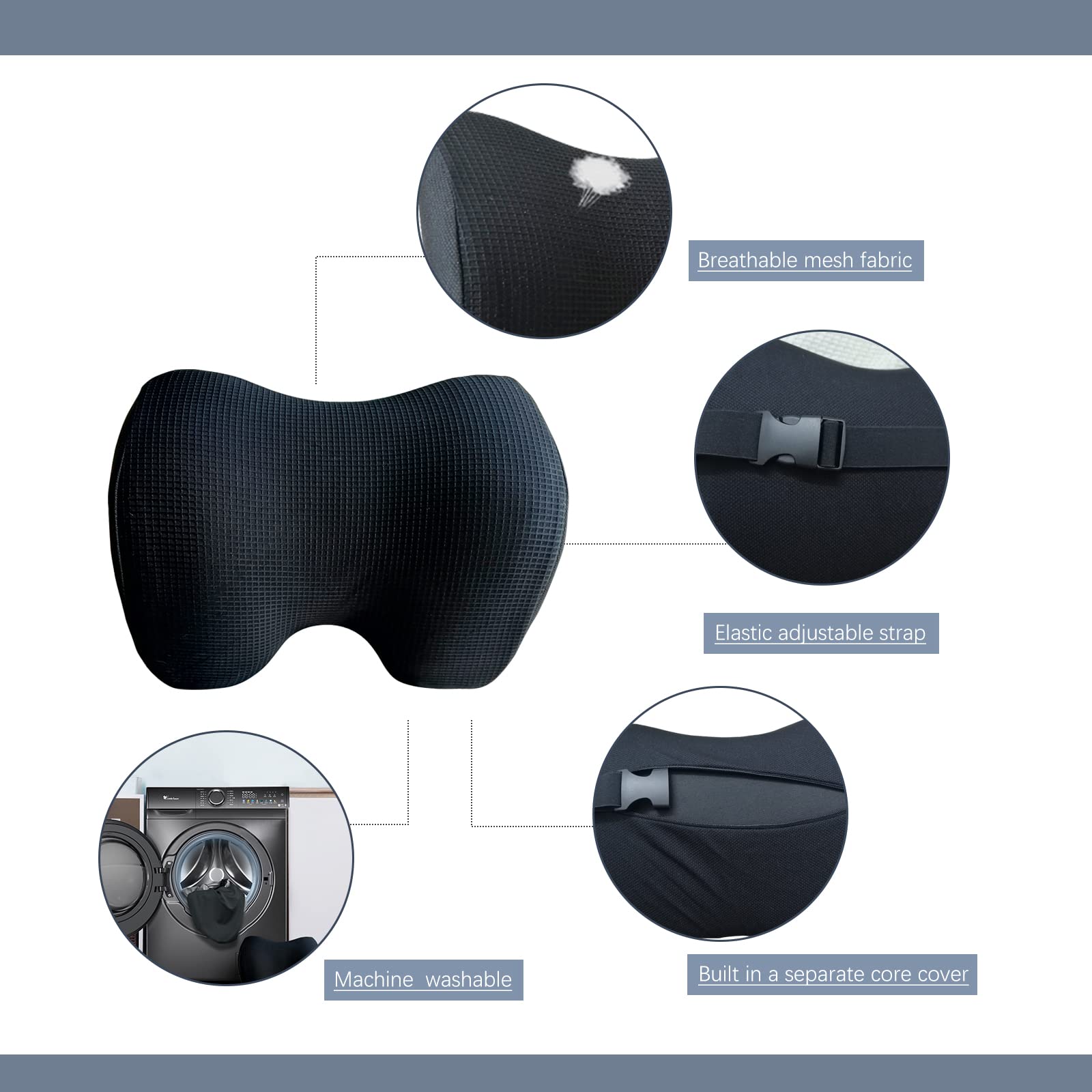 SPRFUFLY space memory foam core contours the neck softly for support.