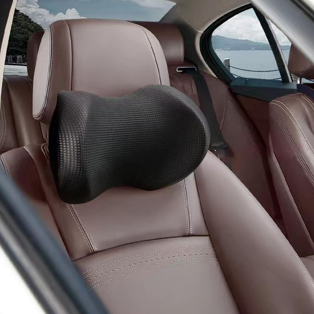 SPRFUFLY super comfy car headrest pillow front view for long-drive neck support