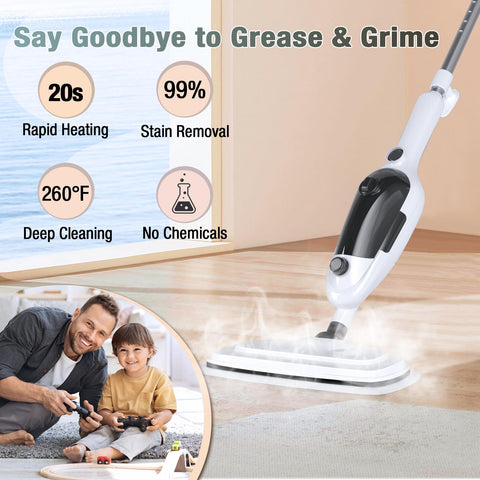 Sprobil steam mop cleans hardwood floors with high-temperature steam.