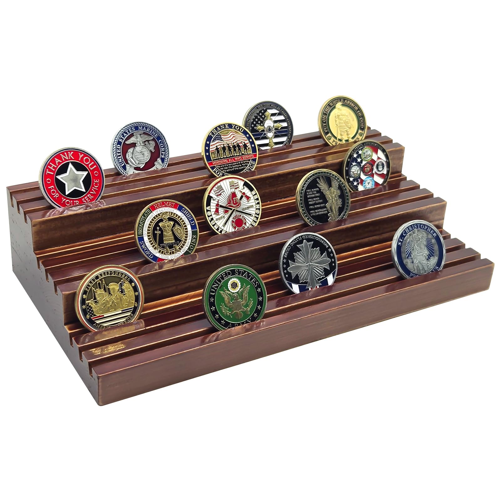 SPVIKISGO solid wood coin display stand showing sturdy base for organized collection