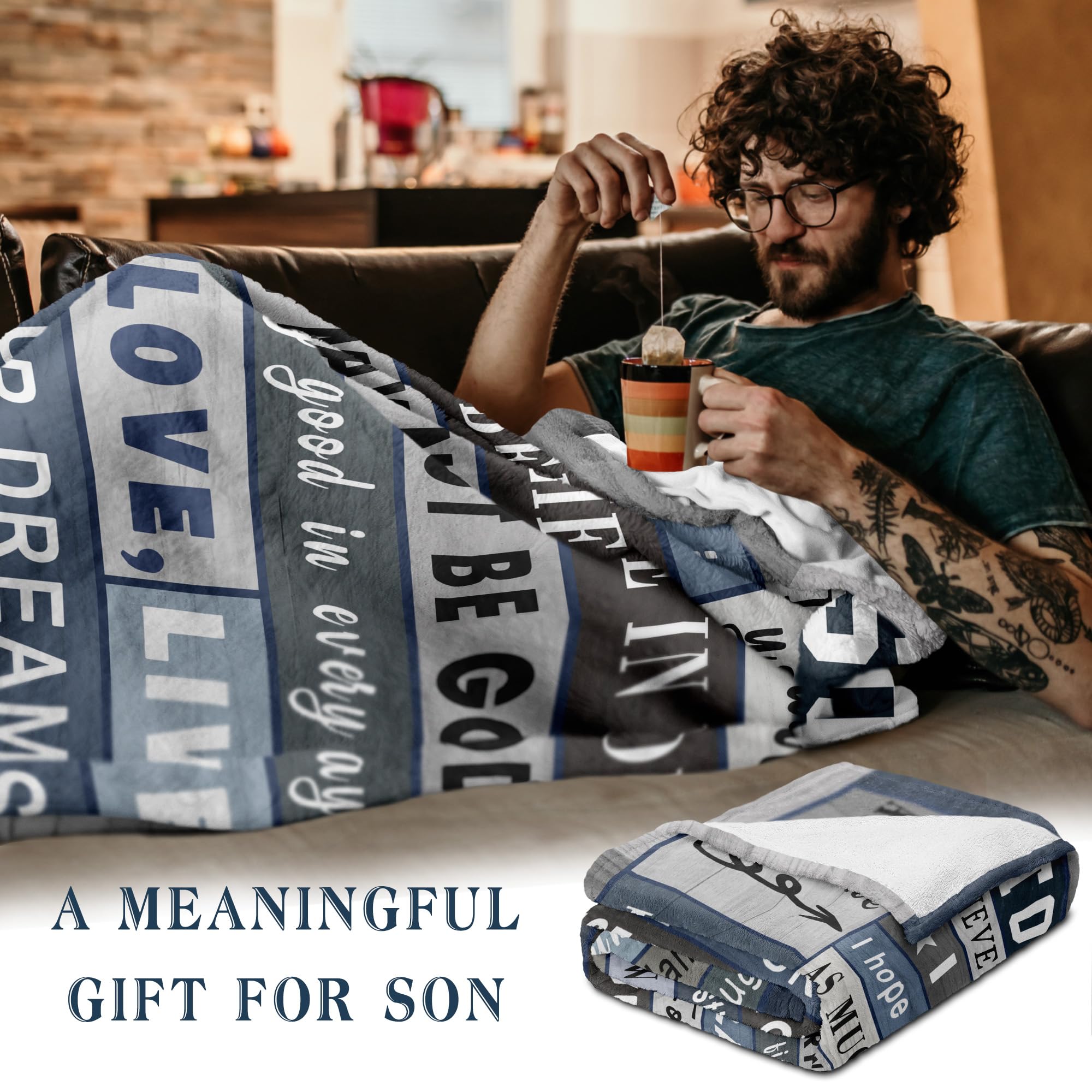 Spwasplo son blanket gift unwrapped, revealing heartfelt warmth and care.