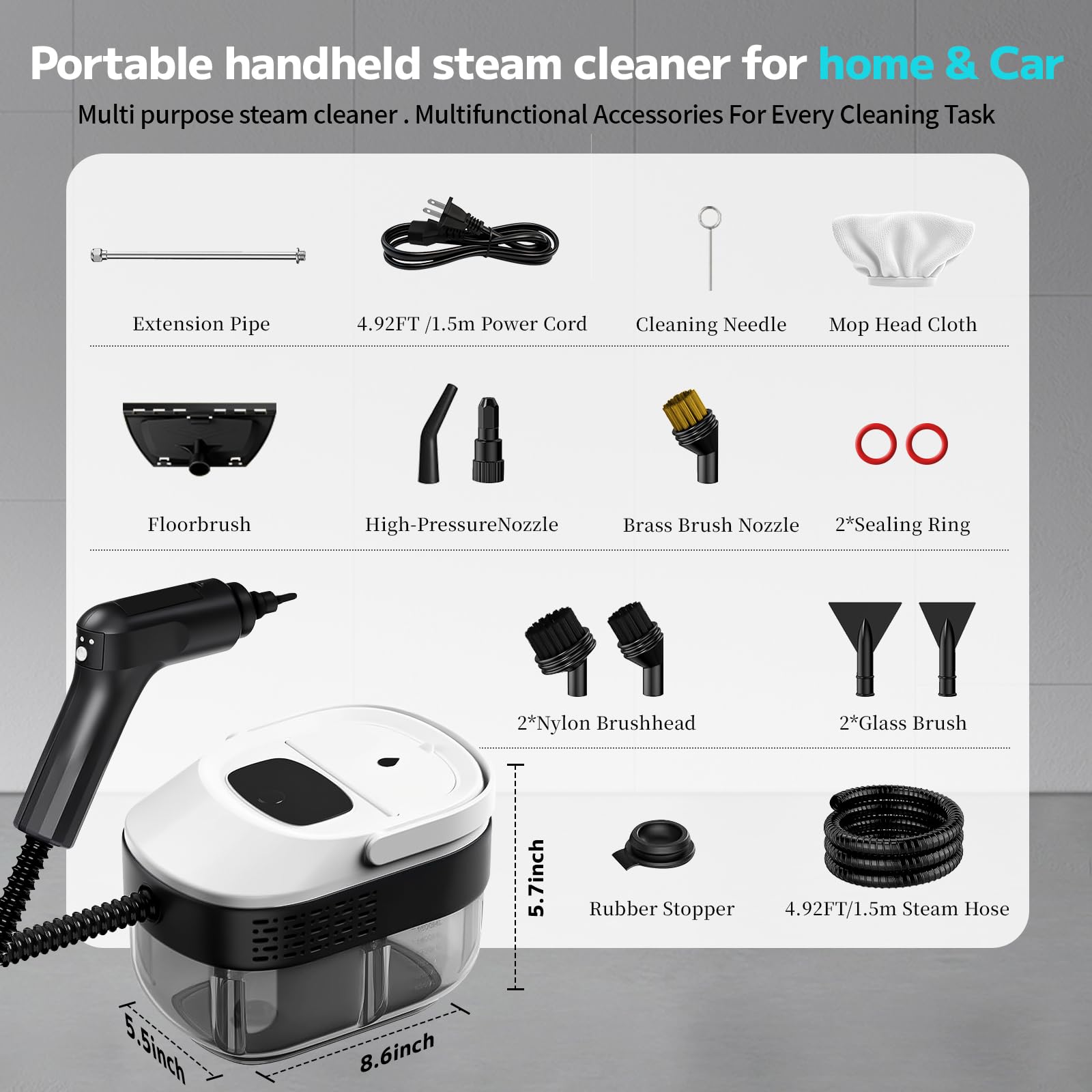 SRGARH 15 piece kit included for versatile surface cleaning