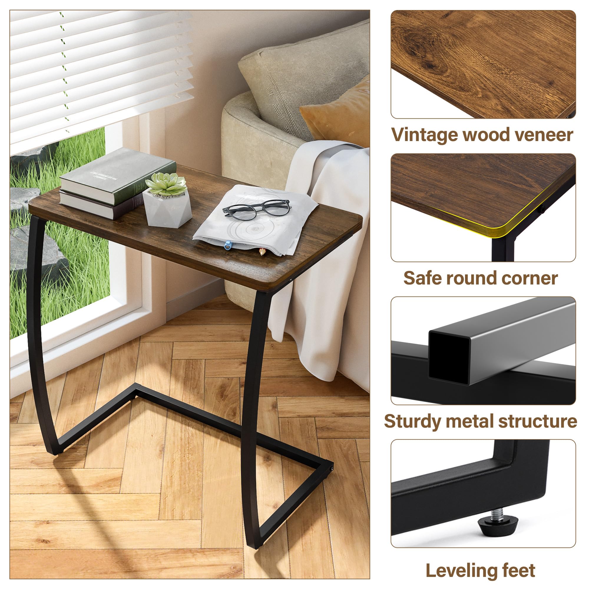 SRIWATANA easy-assembly end table with included hardware and wrench