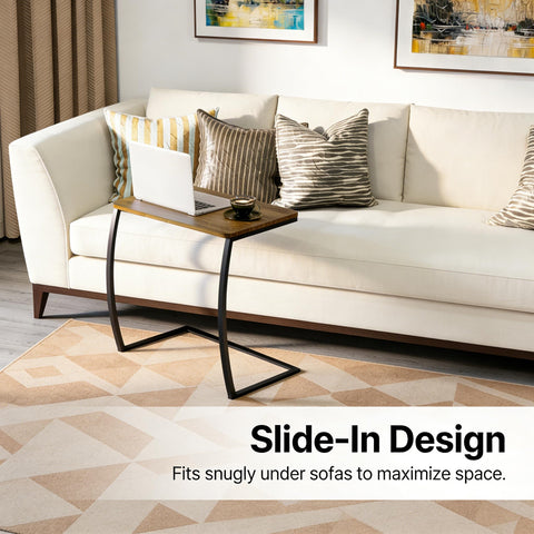 SRIWATANA end table with matte black frame complements vintage living rooms