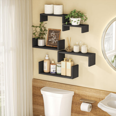 SRIWATANA bedroom setup using shelves as a floating nightstand