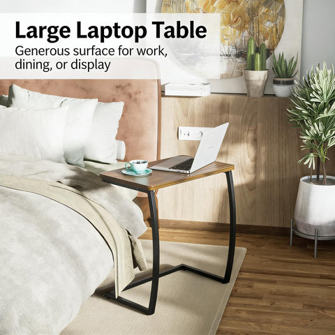 SRIWATANA walnut top on durable iron frame for sturdy laptop setup