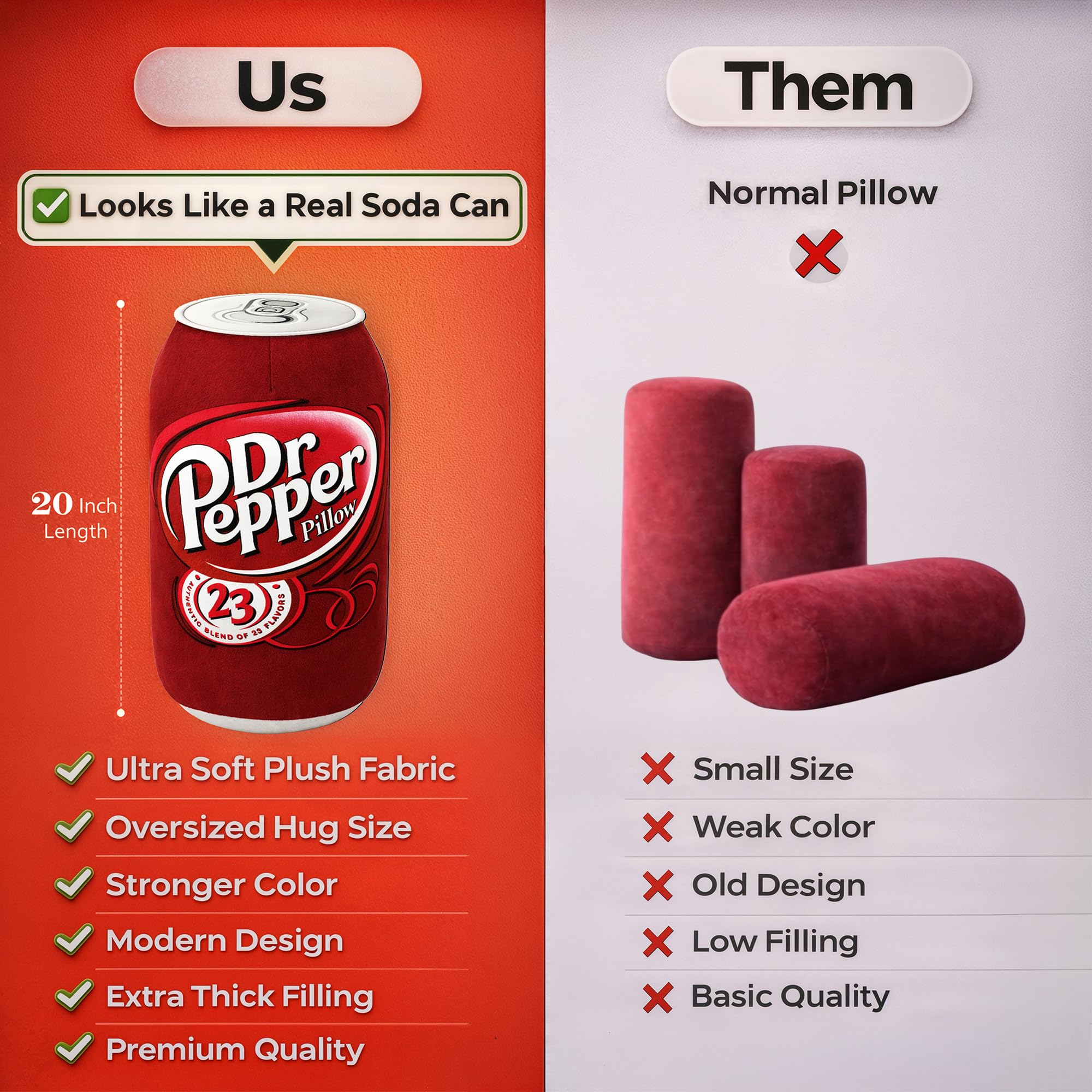 SRprime Doctor Pepper Pillow adds a pop of personality to any living space.