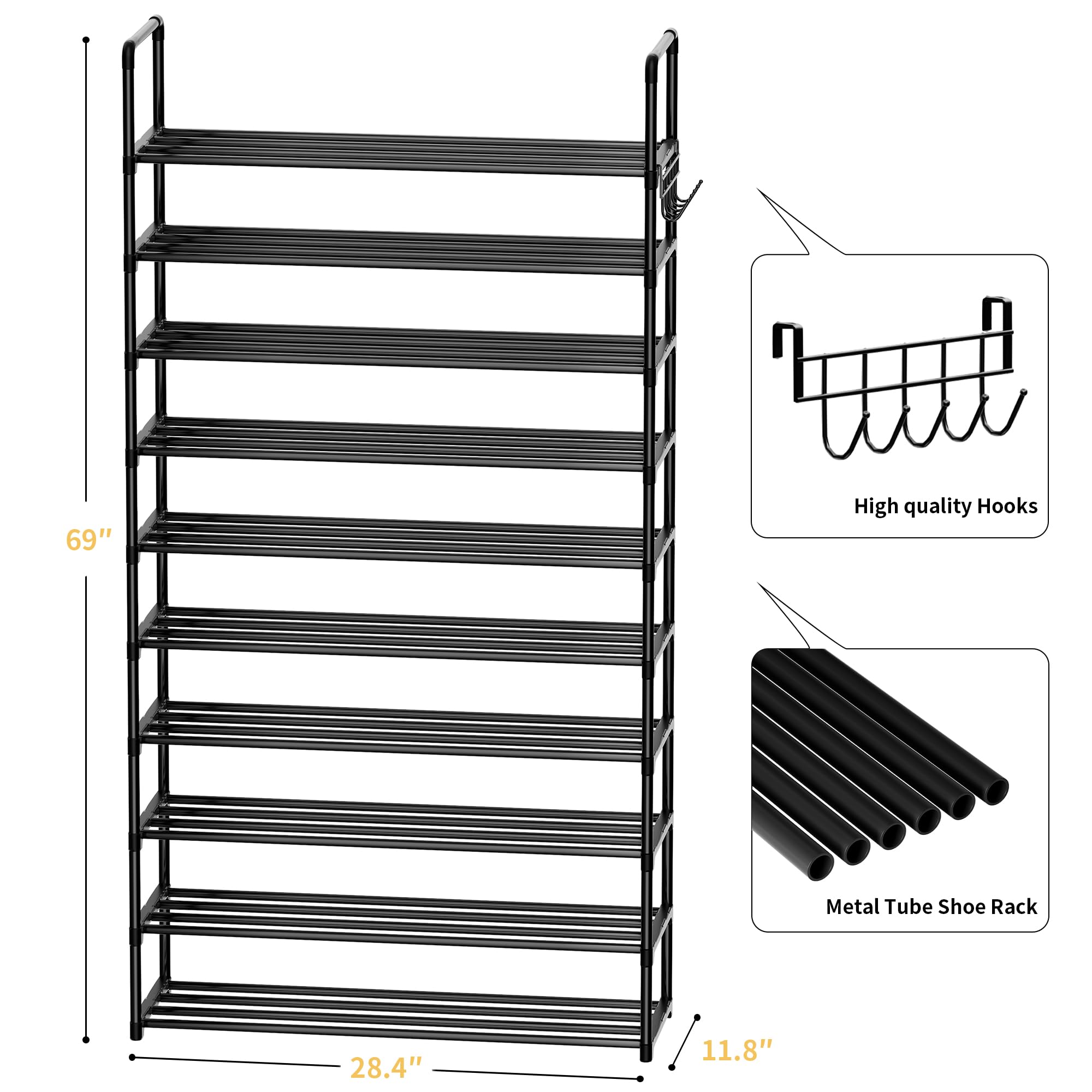 SRRSO tall shoe shelf fits closets and entryways.