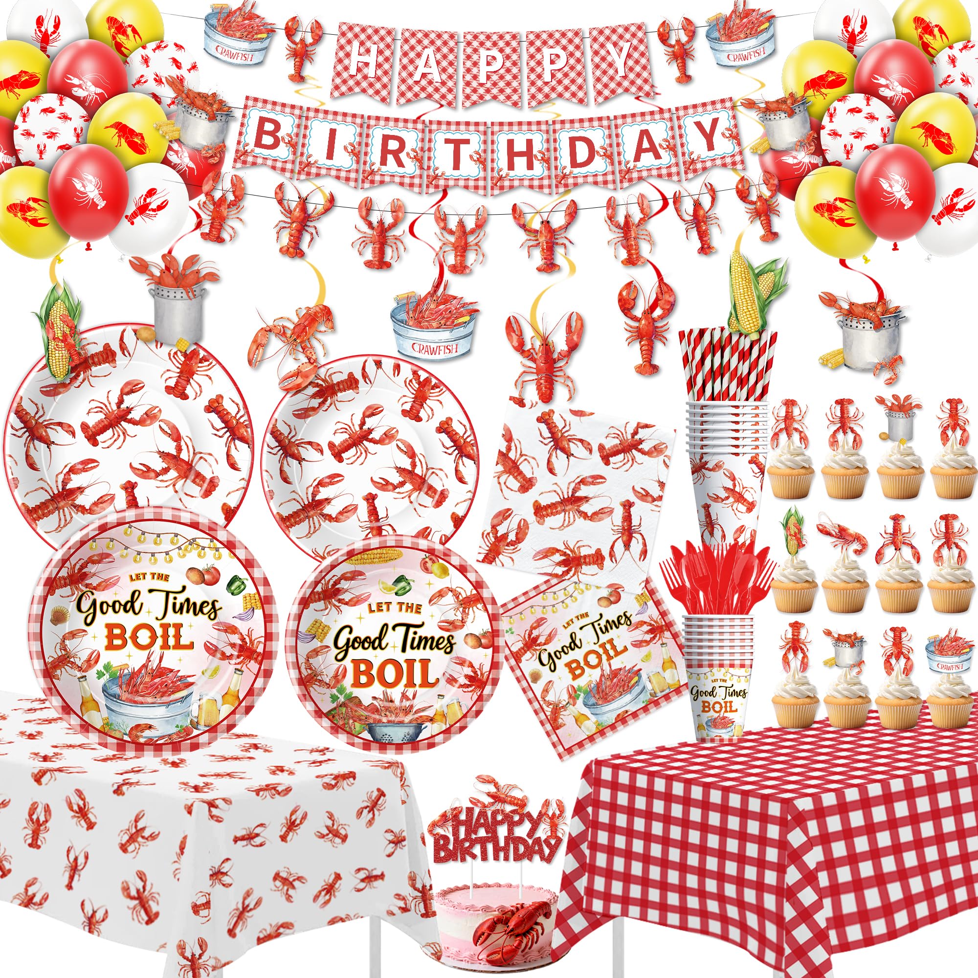 Srua Don crawfish banner sets a festive seafood birthday mood.