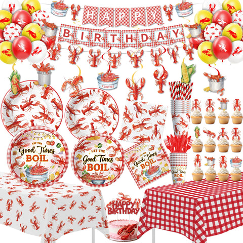 Srua Don crawfish banner sets a festive seafood birthday mood.