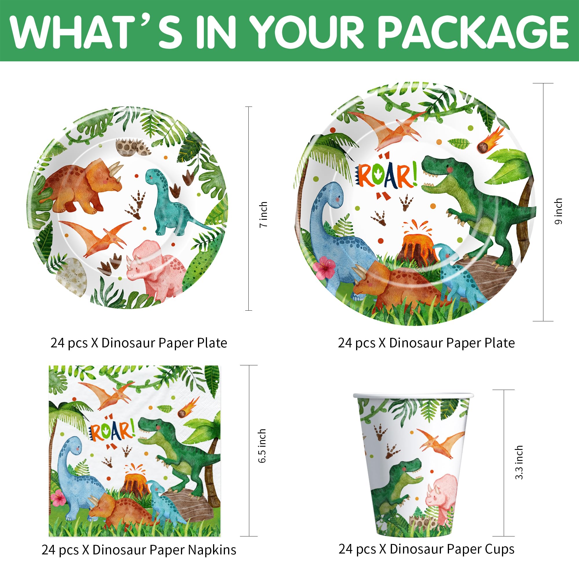 Srua Don dinosaur dessert plates, vibrant visuals for memorable celebration