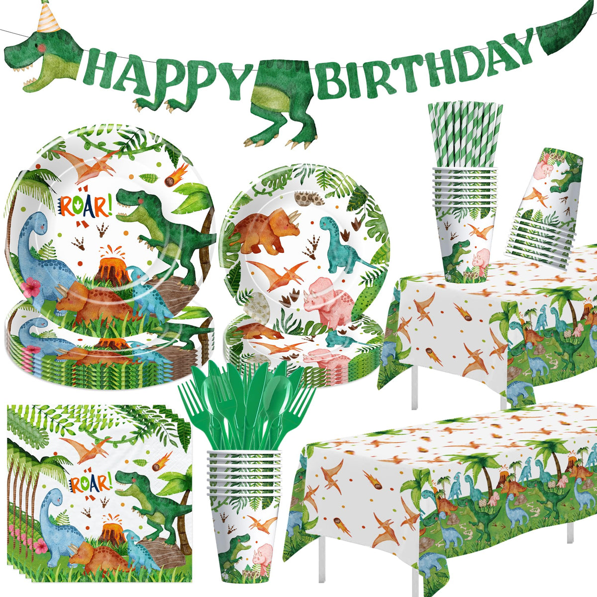 Srua Don dinosaur dinner plates for kids party, sturdy enough for snacks
