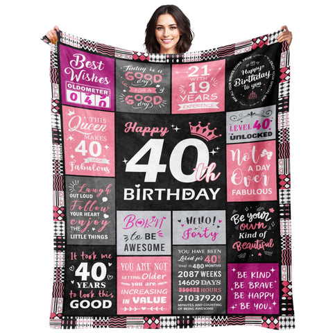 Sruemiul 40th birthday blanket in 50x60 size for cozy lounging