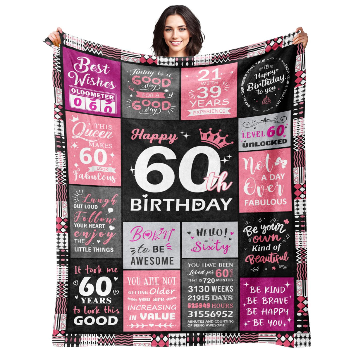 Sruemiul 60th birthday blanket folded for gifting and cozy moments
