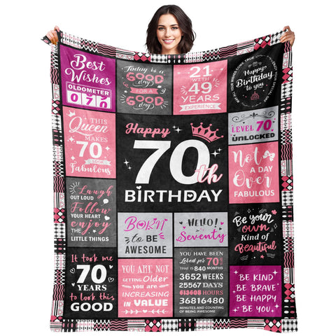 Sruemiul 70th birthday blanket 50x60 provides cozy warmth for celebrations.