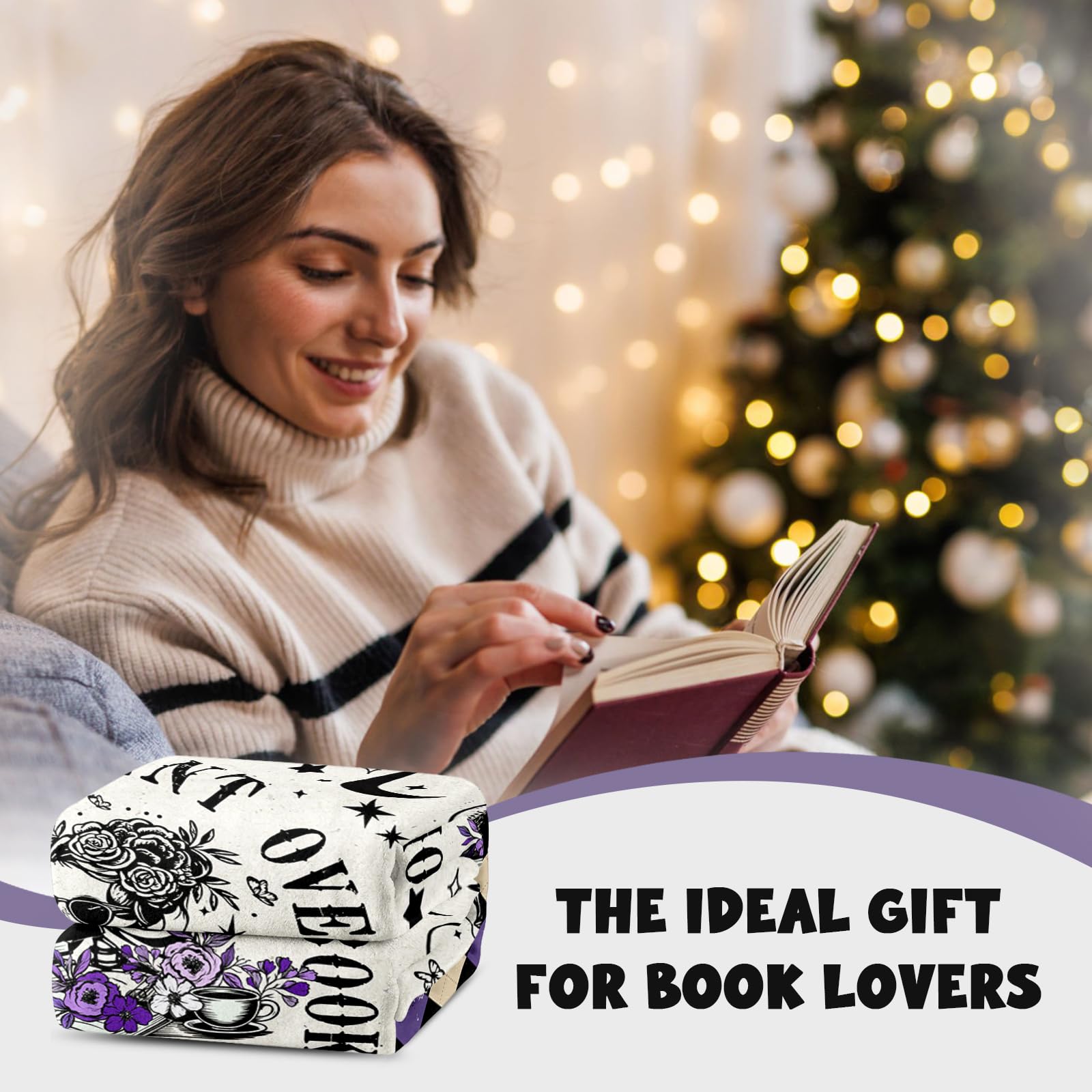 Sruemiul book lovers gothic blanket on sofa enhances stylish reading sessions.