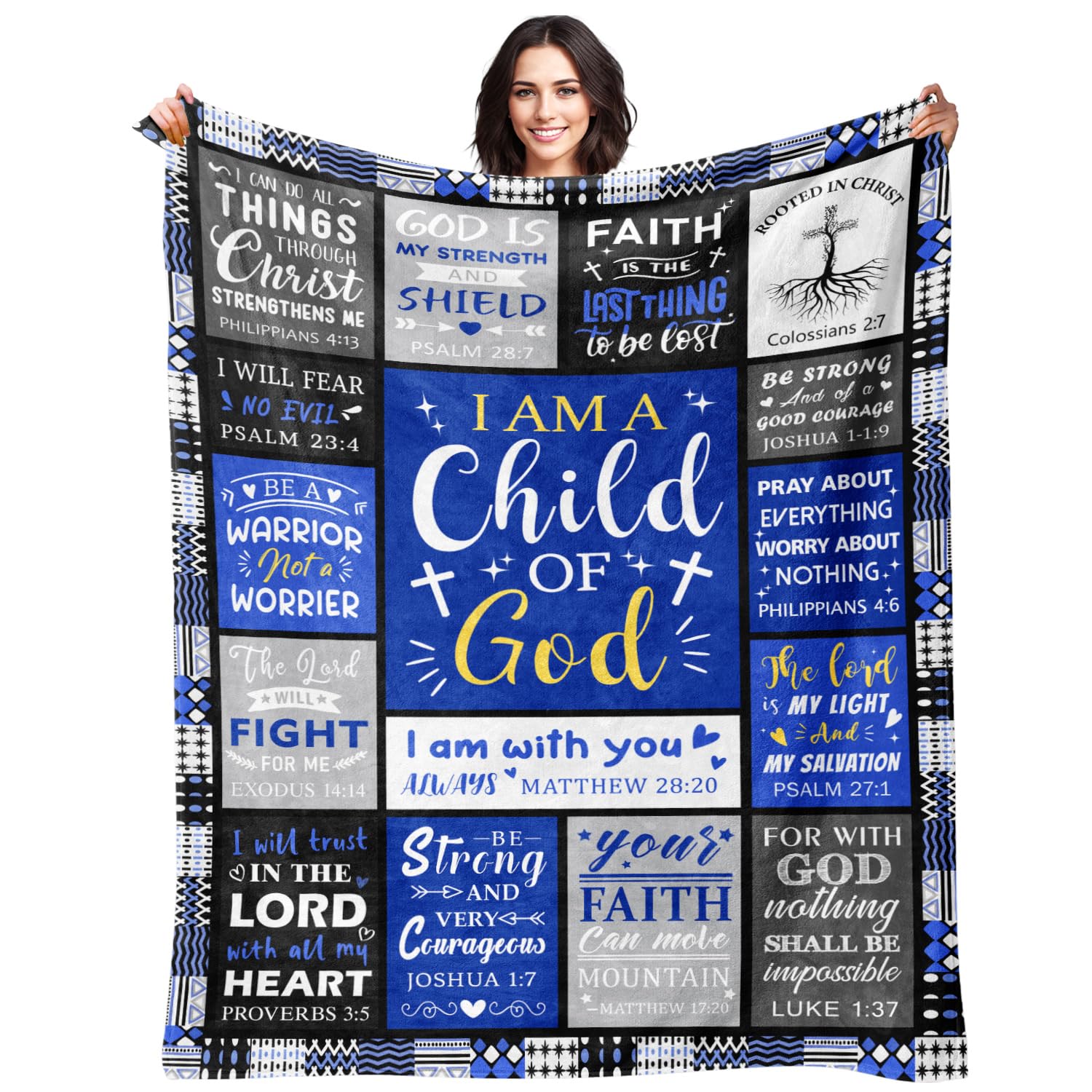 Sruemiul Christian blanket with verse design, ideal for cozy spiritual moments