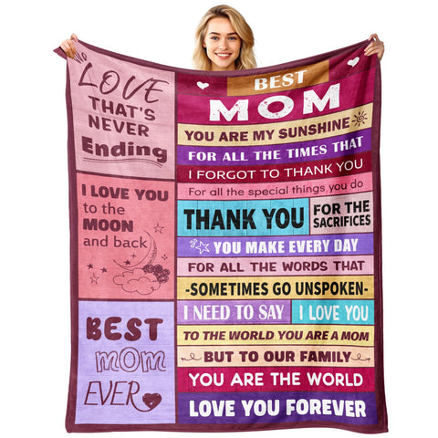 Sruemiul Mothers Day blanket with 'To My Mom' message for cozy warmth.
