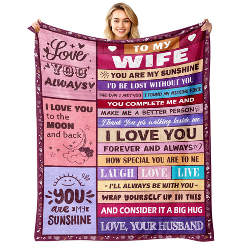 Sruemiul To My Wife blanket with romantic message for anniversaries