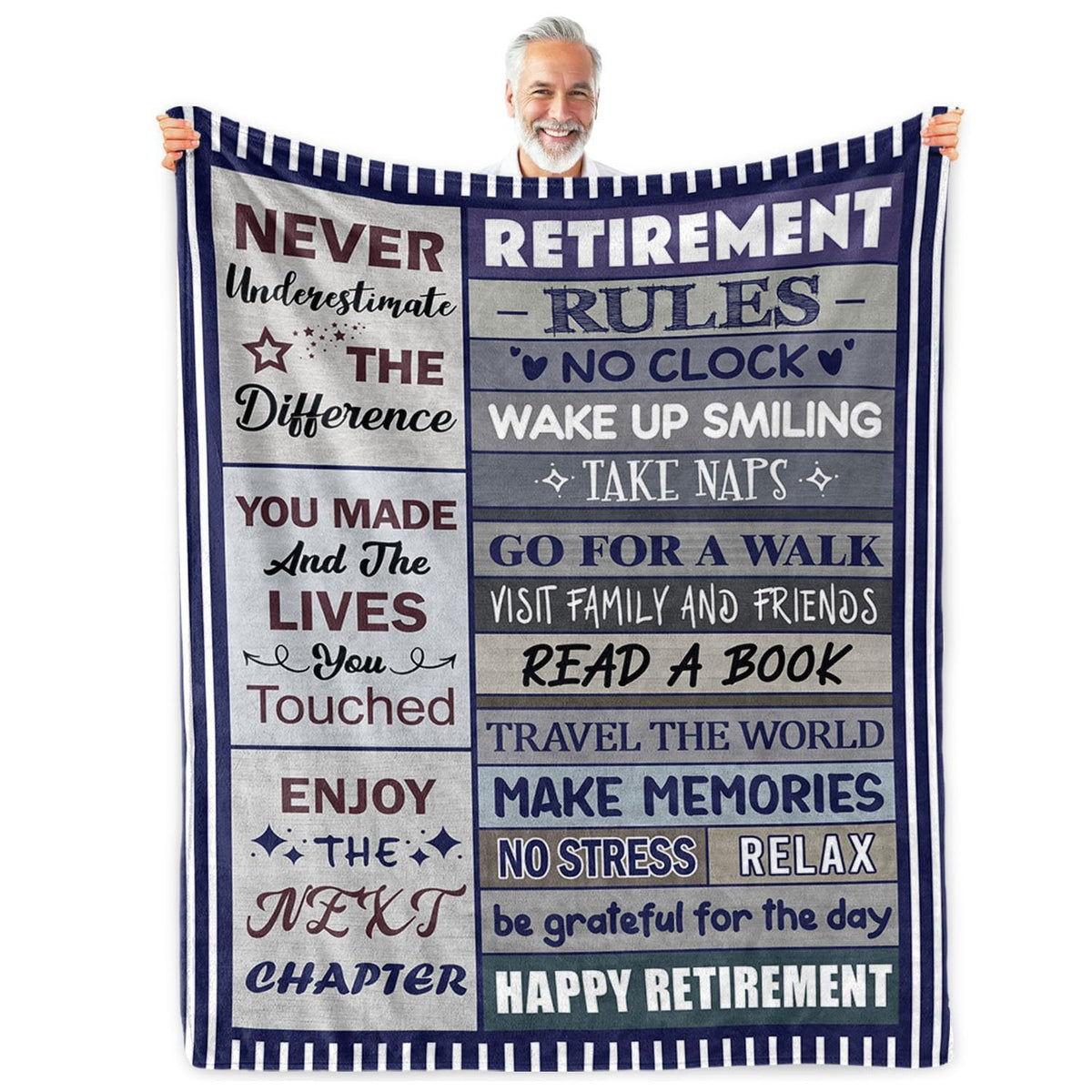Sruemiul retirement blanket 50x60 on couch, cozy warmth for relaxation.